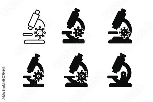 Disease Outbreak Icons. Disease outbreaks. Icon set. Set Logo of Disease outbreaks: Virus particle. harmonious logo variations of the same emblematic concept,