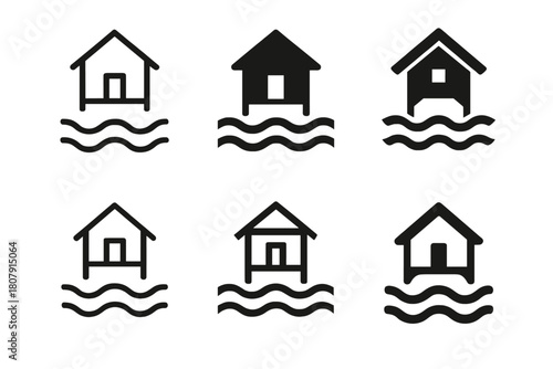 Disaster Preparedness Icons. Architecture for disaster preparedness and recovery. Icon set. Set Logo of architecture for disaster preparedness and recovery: