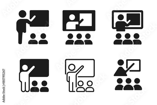 Interactive Whiteboard Logos. Interactive whiteboards. Icon set. Set Logo of Interactive whiteboards: Board with digital interface. harmonious logo variations
