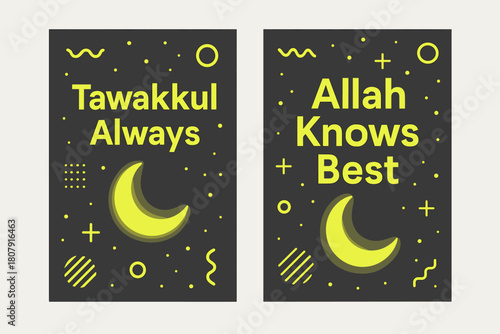 Trust & Reliance Banners. Trust & Reliance. Two vertical A6 banners with safe margins, centered composition, no elements touching edges, memphis, charcoal and