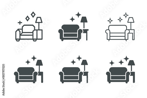 Cleaner Logo Variations. Cleaner. Icon set. Set Logo of cleaner: vacuum cleaner silhouette. harmonious logo variations of the same emblematic concept, each