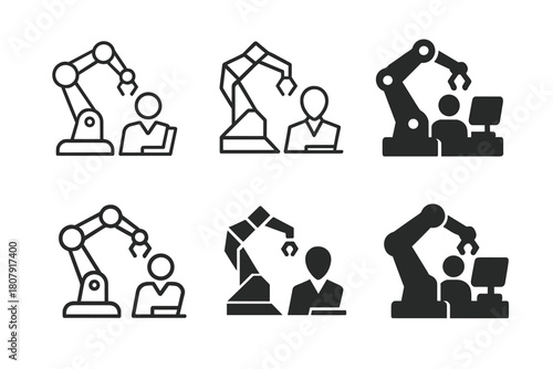 Digital Transformation Icons. Leadership in the digital transformation of businesses. Icon set. Set Logo of Digital Roadmap: Pathway with milestones. Flat