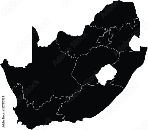 Vector Map of South Africa with Regions (No Swaziland)