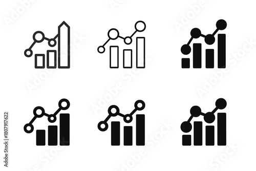 Omnichannel Logo Variations. Retail trend graph. Set Logo of Retail trend graph: Omnichannel nodes network. Icon set. harmonious logo variations of the same
