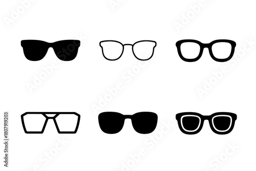 Street Style Icons. Street style fashion. Icon set. Set Logo of Street style fashion: Sunglasses. harmonious logo variations of the same emblematic concept,