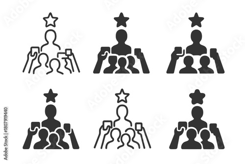 Celebrity Logo Variations. Celebrity appearance. Icon set. Set Logo of Celebrity appearance: Stage podium. harmonious logo variations of the same emblematic