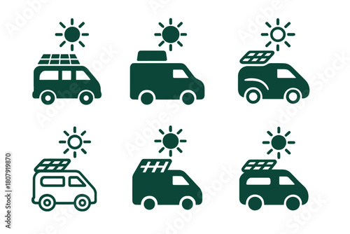 Eco Transport Logos. Eco-friendly transport. Icon set. Set Logo of eco-friendly transport: electric scooter. harmonious logo variations of the same emblematic