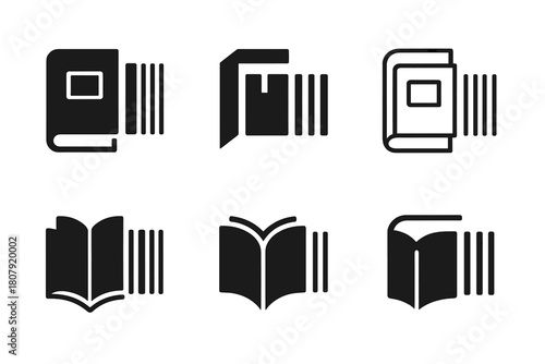 Library Logo Variations. Library. Icon set. Set Logo of library: globe and book representing world knowledge. harmonious logo variations of the same emblematic
