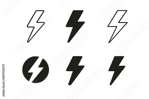 Mythology Logo Variations. Mythology stories. Icon set. Set Logo of mythology stories: thunderbolt. harmonious logo variations of the same emblematic concept,