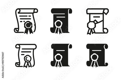 Historical Art Logos. Historical artwork. Icon set. Set Logo of historical artwork: parchment scroll with wax seal. harmonious logo variations of the same