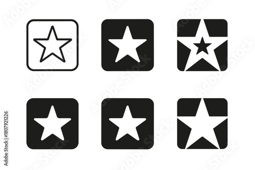 Hollywood Walk Emblems. Hollywood Boulevard. Icon set. Set Logo of Hollywood Boulevard: Walk of Fame star inset in sidewalk. harmonious logo variations of the