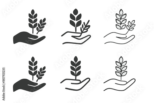 Collective Farm Logos. Collective farm. Icon set. Set Logo of collective farm: wheat sheaf. harmonious logo variations of the same emblematic concept, each