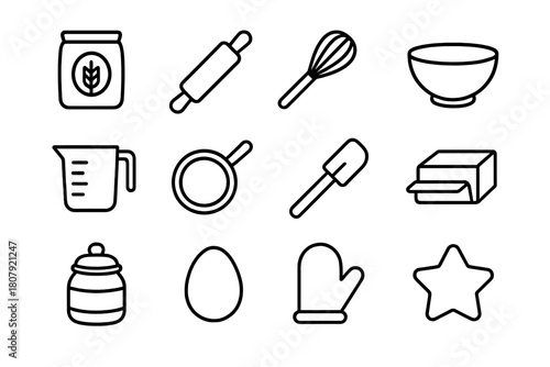 Baking Icons Set. Baking cookies. Icon set. Set Logo of Baking cookies: Oven mitts. harmonious logo variations of the same emblematic concept (Flat solid,