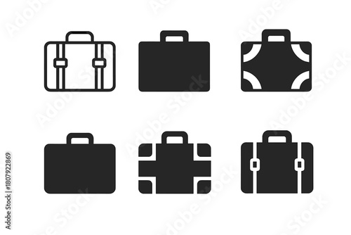 Vintage Suitcase Icons. Old suitcase. Icon set. Set Logo of old suitcase: stacked luggage set. harmonious logo variations of the same emblematic concept, each