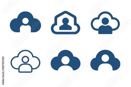 Digital Identity Icons. Digital avatars and evolving identity. Icon set. Set Logo of Digital Footprint: Pixels forming a human silhouette. Abstract geometric,