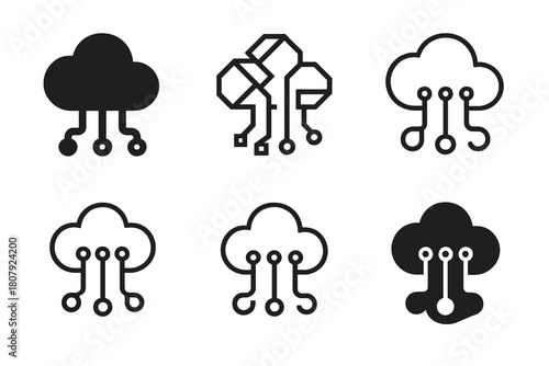 Data Science Logos. Data science. Icon set. Set Logo of data science: clustering scatter plot with centroid. harmonious logo variations of the same emblematic