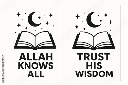 Divine Wisdom Banners. Omniscience. Two vertical A6 banners with safe margins, centered composition, no elements touching edges, flat vector design, black and