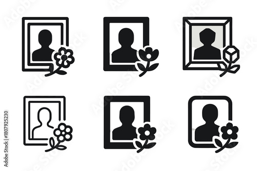 Memorial Tradition Logos. Remembering loved ones with special memorial traditions. Icon set. Set Logo of remembering loved ones with special memorial