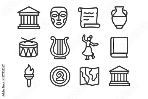 Cultural Heritage Icons. Cultural heritage sites. Solid icon set of Cultural heritage sites: temple, mosque, pagoda, pyramid, castle, palace, monastery,