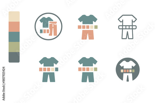 Outfit Logo Variations. Mixing and matching outfits. Icon set. Set Logo of mixing and matching outfits: shoes and accessories. harmonious logo variations of