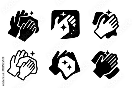 Cleaner Logo Variations. Cleaner. Icon set. Set Logo of cleaner: vacuum cleaner silhouette. harmonious logo variations of the same emblematic concept, each