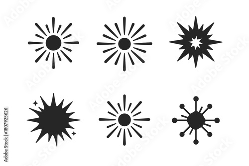 Big Bang Icon Set. big bang. Icon set. Set Logo of big bang: expanding light rings. harmonious logo variations of the same emblematic concept, each with