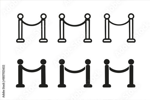Celebrity Icon Set. Celebrity appearance. Icon set. Set Logo of Celebrity appearance: VIP rope barrier. harmonious logo variations of the same emblematic
