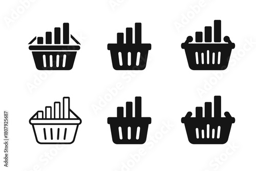 Retail Logo Variations. Retail trend graph. Set Logo of Retail trend graph: POS terminal with trendline. Icon set. harmonious logo variations of the same