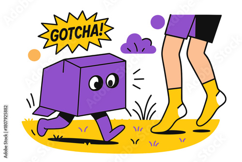 Backyard Cardboard Surprise. Backyard Box Ambush. A cardboard box with eyeholes shuffles across the grass; the seeker?s socked feet freeze mid-step. ?Gotcha!?