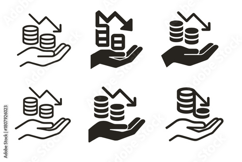 Economic Recovery Logos. economic recovery after crises. Icon set. Set Logo of economic recovery after crises: upward arrow emerging from broken