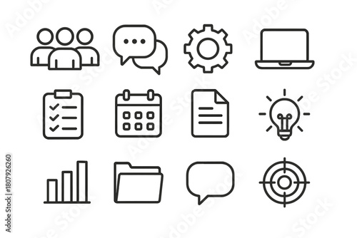 Teamwork Icon Set. Team success. Solid icon set of team success: trophy, celebration, stars, teamwork, arrow up, goal target, people group, thumbs up, rocket,