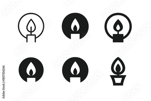 Memorial Traditions Icons. Remembering loved ones with special memorial traditions. Icon set. Set Logo of remembering loved ones with special