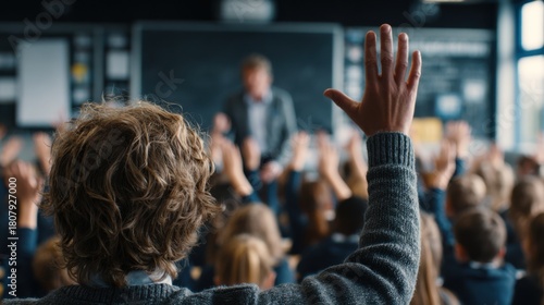 Wallpaper Mural Engaged Schoolchildren in Classroom with Teacher Explaining Lesson Torontodigital.ca