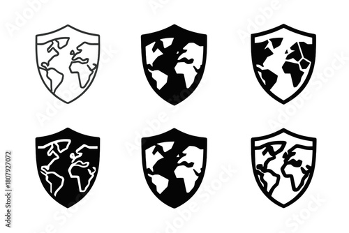 Global Preparedness Icons. Global preparedness. Icon set. Set Logo of Global preparedness: Evacuation routes. harmonious logo variations of the same emblematic