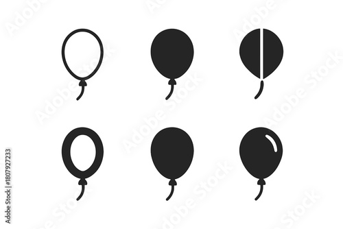 Balloon Logo Variations. Balloon. Icon set. Set Logo of balloon: single floating balloon with string. harmonious logo variations of the same emblematic