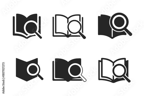 Research Logo Variations. Research. Icon set. Set Logo of Research: Laboratory flask. harmonious logo variations of the same emblematic concept, each with