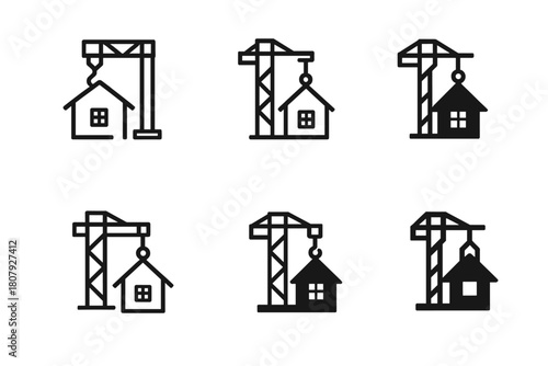 Disaster Recovery Icons. Architecture for disaster preparedness and recovery. Icon set. Set Logo of architecture for disaster preparedness and recovery: