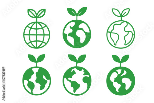 Eco-Friendly Logo Variations. Inspirational design with ecology materials trend. Icon set. Set Logo of Inspirational design with ecology materials trend: