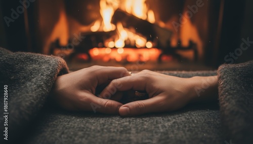 Cozy christmas evening embrace by the fireplace intimate setting