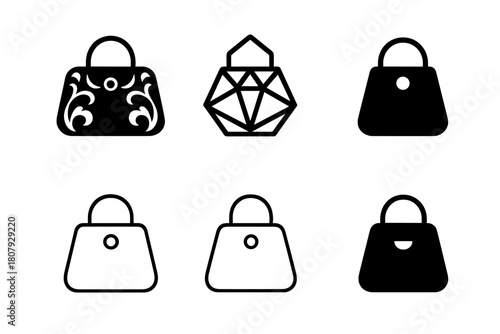 Fashion Icon Set. Fashion Identity. Solid icon set of Fashion Identity: sunglasses, hat, scarf, necklace, bracelet, ring, watch, earrings, bag, shoes, belt,