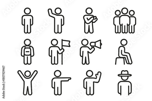 Crowd Icon Set. Crowd. Solid icon set of Crowd: group of people, man, woman, child, elderly person, couple, family, person walking, person running, person