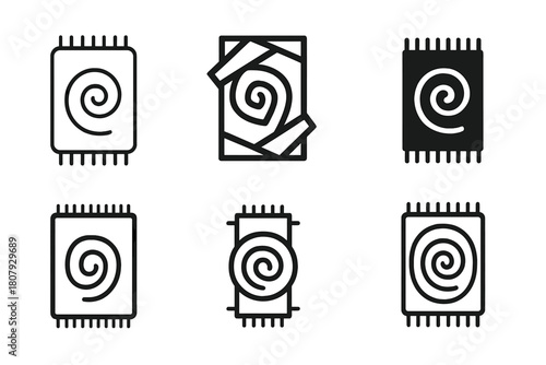 Sustainable Decor Icons. Incorporating Sustainable Materials in Home Decor. Icon set. Set Logo of Sustainable Home Decor: reclaimed wood table. harmonious logo