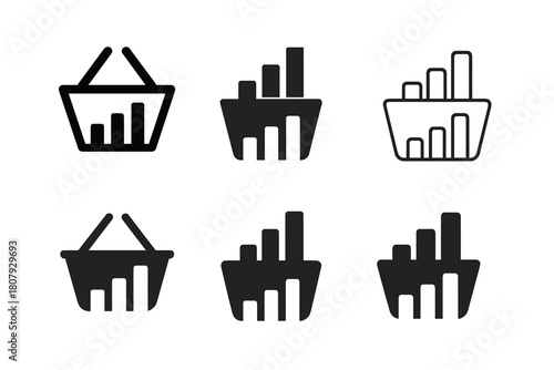 Retail Logo Variations. Retail trend graph. Set Logo of Retail trend graph: POS terminal with trendline. Icon set. harmonious logo variations of the same