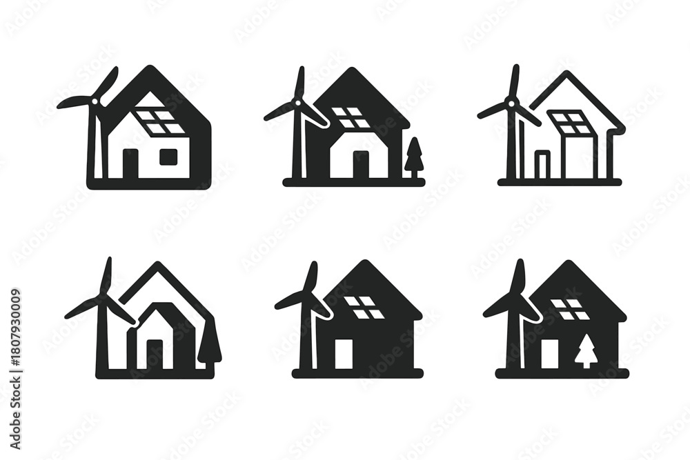 Fototapeta premium Self-Sufficiency Logos. Self-sufficiency. Icon set. Set Logo of self-sufficiency: water well. harmonious logo variations of the same emblematic concept, each