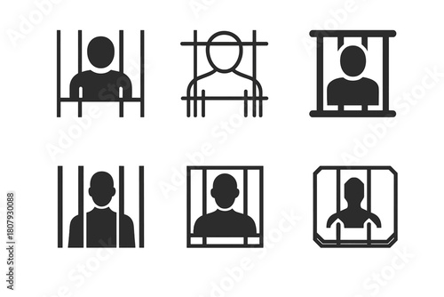 Arrest Scene Logos. Person Arrested on Suspicion of Crime. Icon set. Set Logo of Arrest Scene: police car and flashing lights. harmonious logo variations of