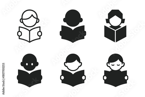 Children's Hobby Logos. Children's hobbies (reading, cycling, painting). Icon set. Set Logo of children's hobbies: paint palette and brush. harmonious logo