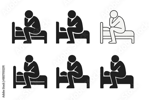 Chronic Condition Icons. The quiet sorrow of living with chronic conditions. Icon set. Set Logo of The quiet sorrow of living with chronic conditions: Person