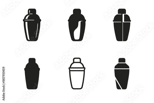 Nightlife Icon Variations. Nightlife. Icon set. Set Logo of Nightlife: Cocktail shaker. harmonious logo variations of the same emblematic concept, each with