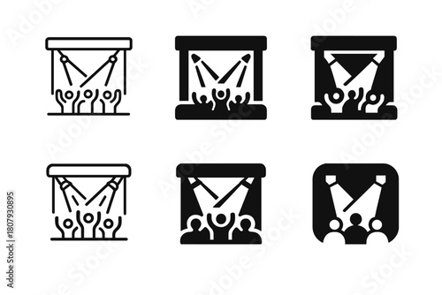 Festival Logo Variations. Music festival flyer. Icon set. Set Logo of music festival flyer: festival tent. harmonious logo variations of the same emblematic