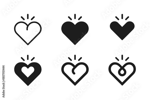 Romantic Icon Variations. Romantic spontaneity in long-term relationships. Icon set. Set Logo of romantic spontaneity in long-term relationships: intertwined